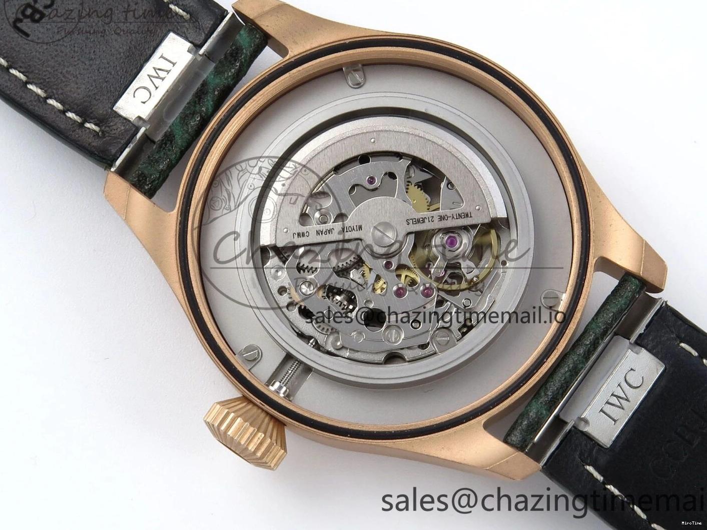 MIROTIME 0505 Durable Big Pilot IW329702 M+F 1:1 Best Edition Green Dial on Green Leather Strap MY 7006